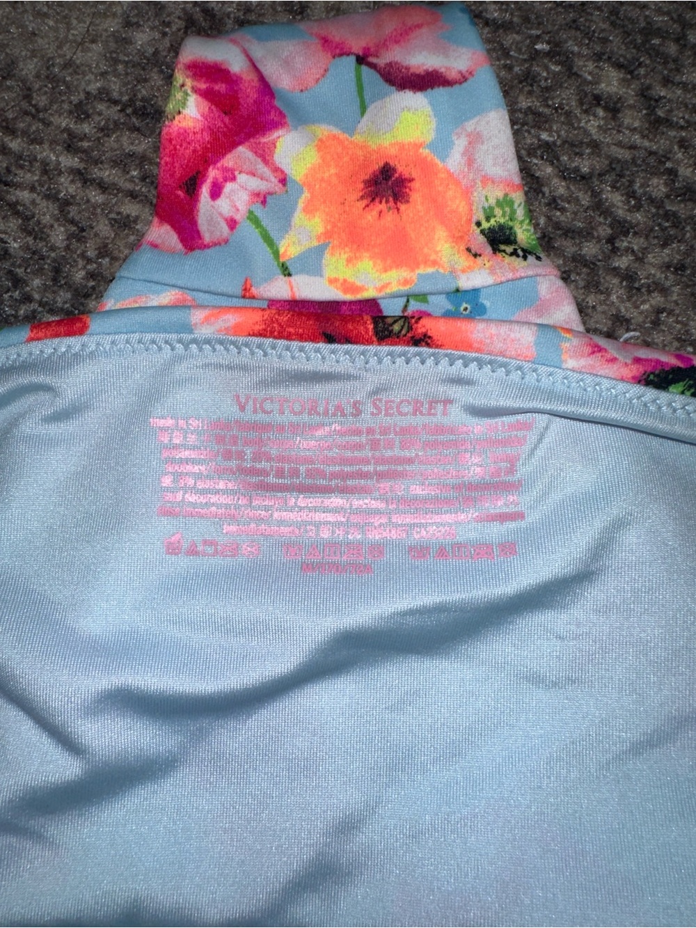 Victoria's Secret Floral Tie-String Bikini - Light Blue, Pink & Orange - Picture 4 of 5
